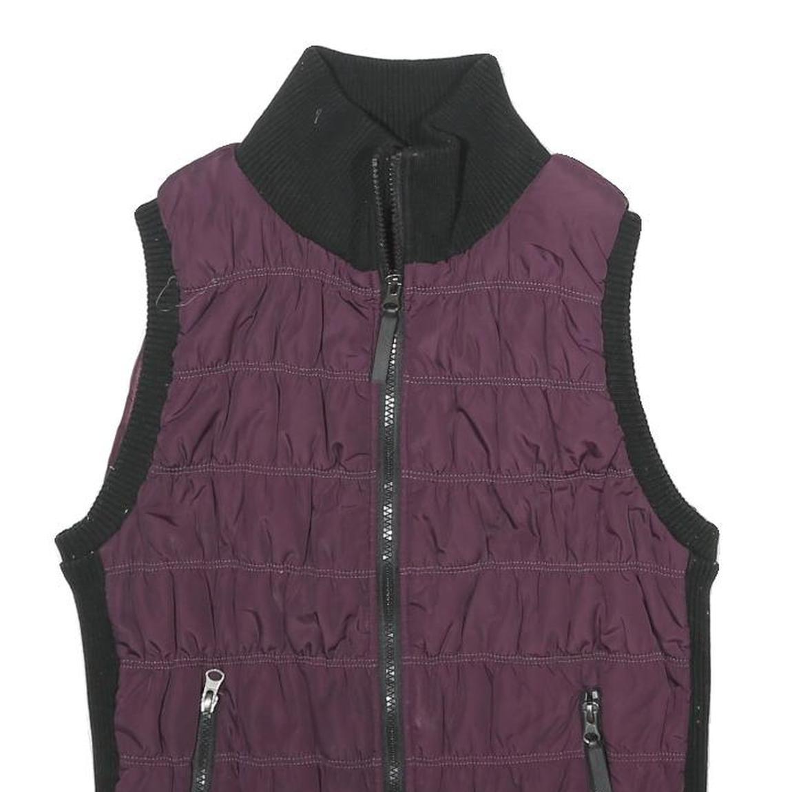 CALVIN KLEIN PERFORMANCE Womens Purple & Black Zip Jacket M Polyester Quilted