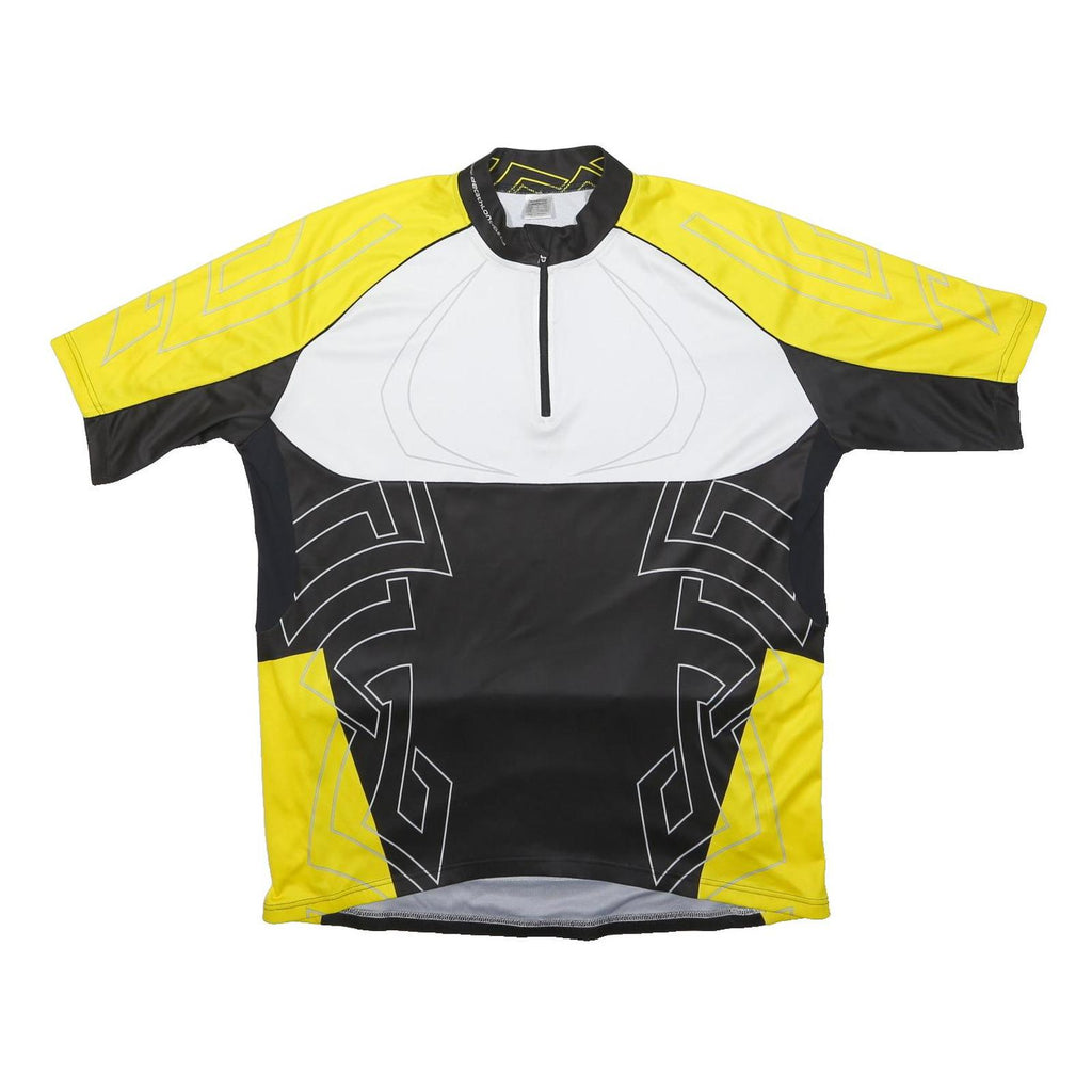 DECATHLON Mens Yellow Black White Cycling Jersey 2XL Short Sleeve 1/4 Zip