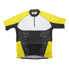 DECATHLON Mens Yellow Black White Cycling Jersey 2XL Short Sleeve 1/4 Zip