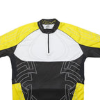 DECATHLON Mens Yellow Black White Cycling Jersey 2XL Short Sleeve 1/4 Zip