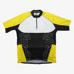 DECATHLON Mens Yellow Black White Cycling Jersey 2XL Short Sleeve 1/4 Zip