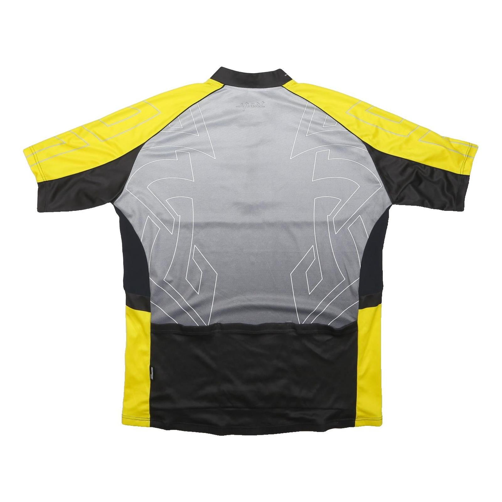 DECATHLON Mens Yellow Black White Cycling Jersey 2XL Short Sleeve 1/4 Zip