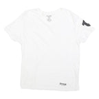 TRUE RELIGION Womens White V-Neck T-Shirt M Short Sleeve Cotton Blend Casual