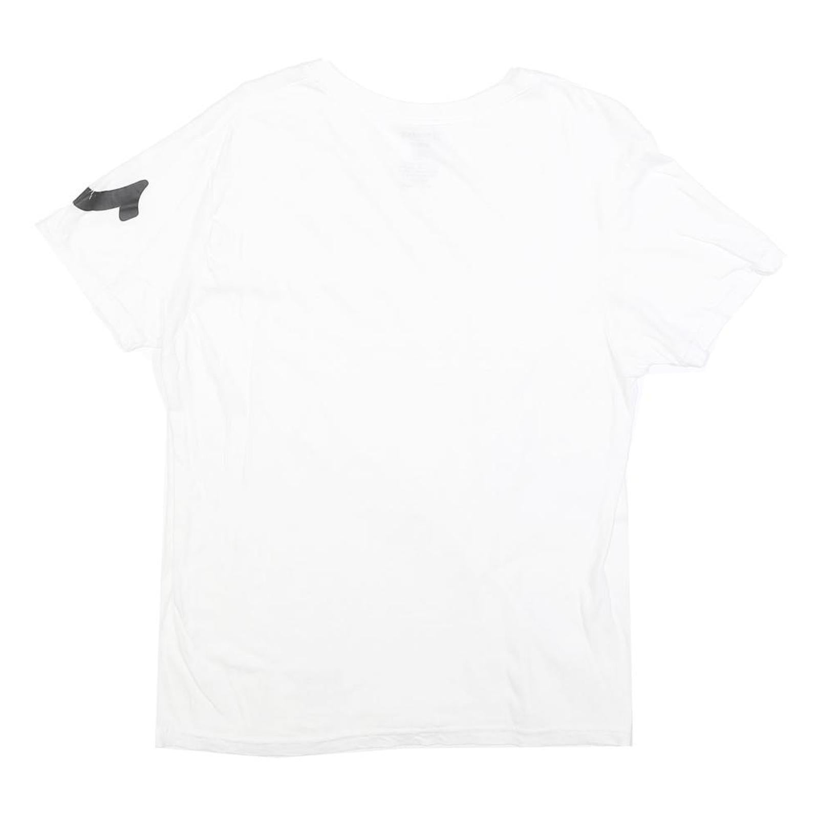 TRUE RELIGION Womens White V-Neck T-Shirt M Short Sleeve Cotton Blend Casual