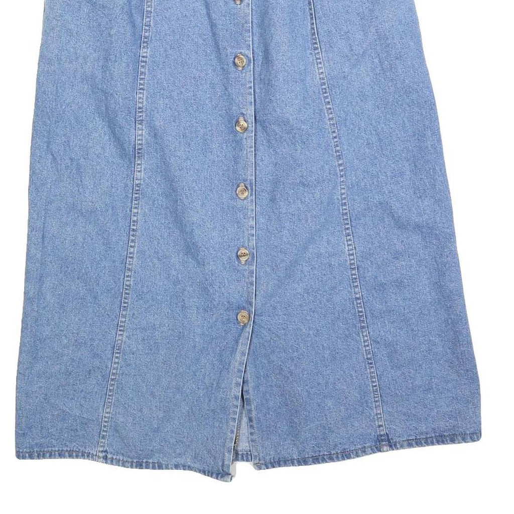 HUNT CLUB Womens Blue Denim Button Front Midi Skirt Cotton Blend Size M Casual