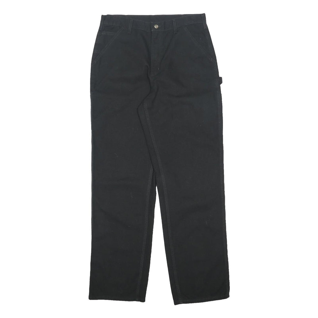 CARHARTT Mens Cotton Black Loose Straight Trousers W34 L34 Workwear Durable Fit