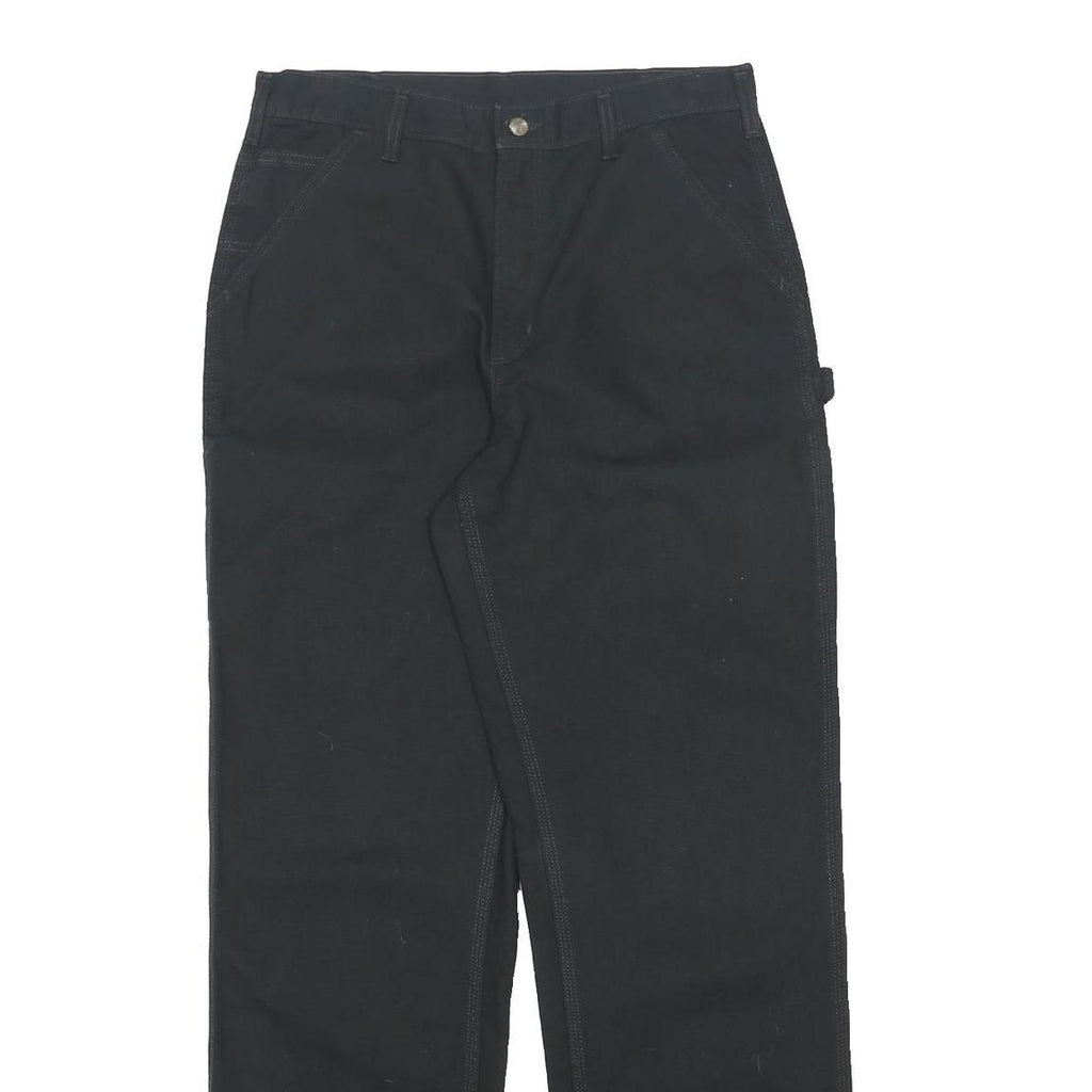 CARHARTT Mens Cotton Black Loose Straight Trousers W34 L34 Workwear Durable Fit