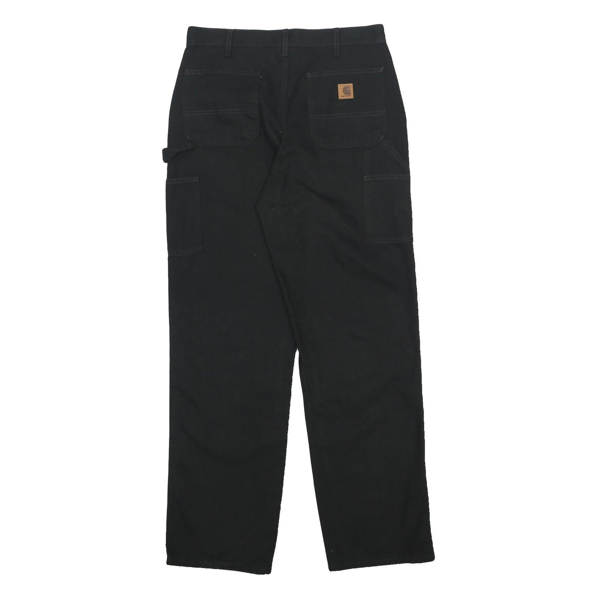 CARHARTT Mens Cotton Black Loose Straight Trousers W34 L34 Workwear Durable Fit