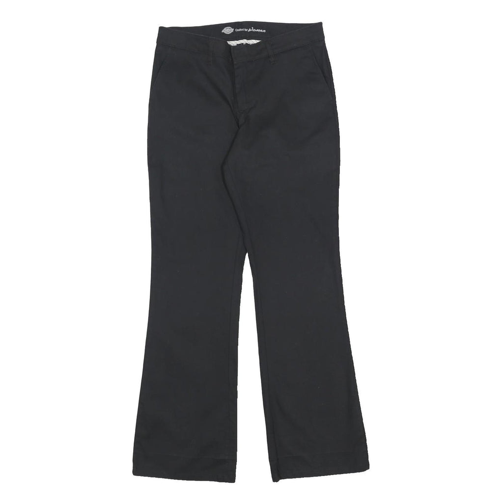 DICKIES Womens Black Cotton Blend Slim Trousers W30 L30 Zip Closure