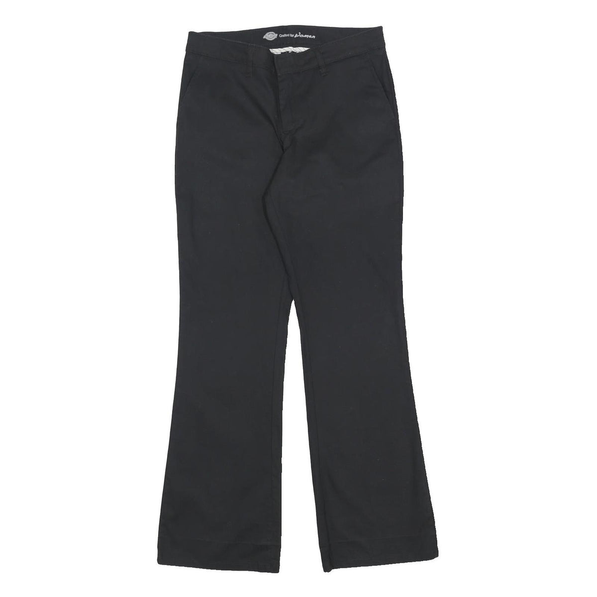 DICKIES Womens Black Cotton Blend Slim Trousers W30 L30 Zip Closure