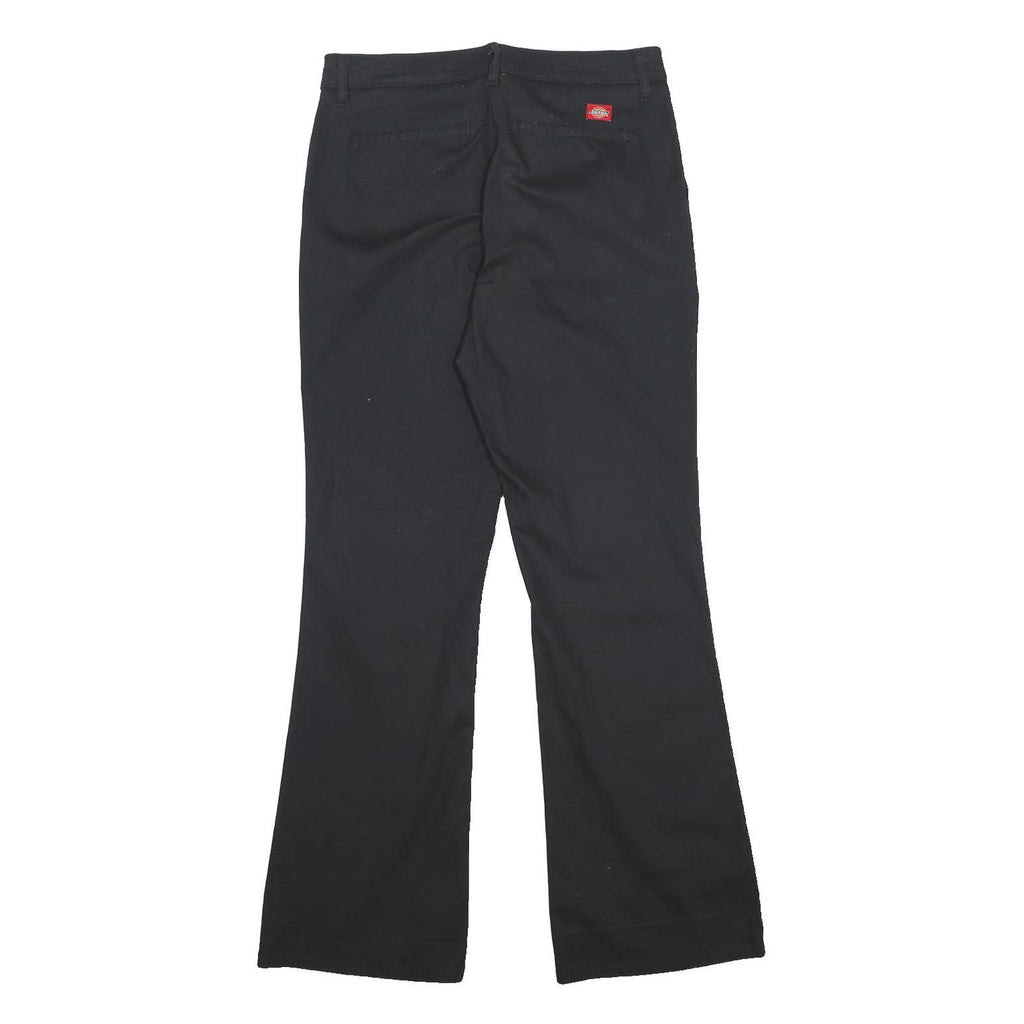 DICKIES Womens Black Cotton Blend Slim Trousers W30 L30 Zip Closure