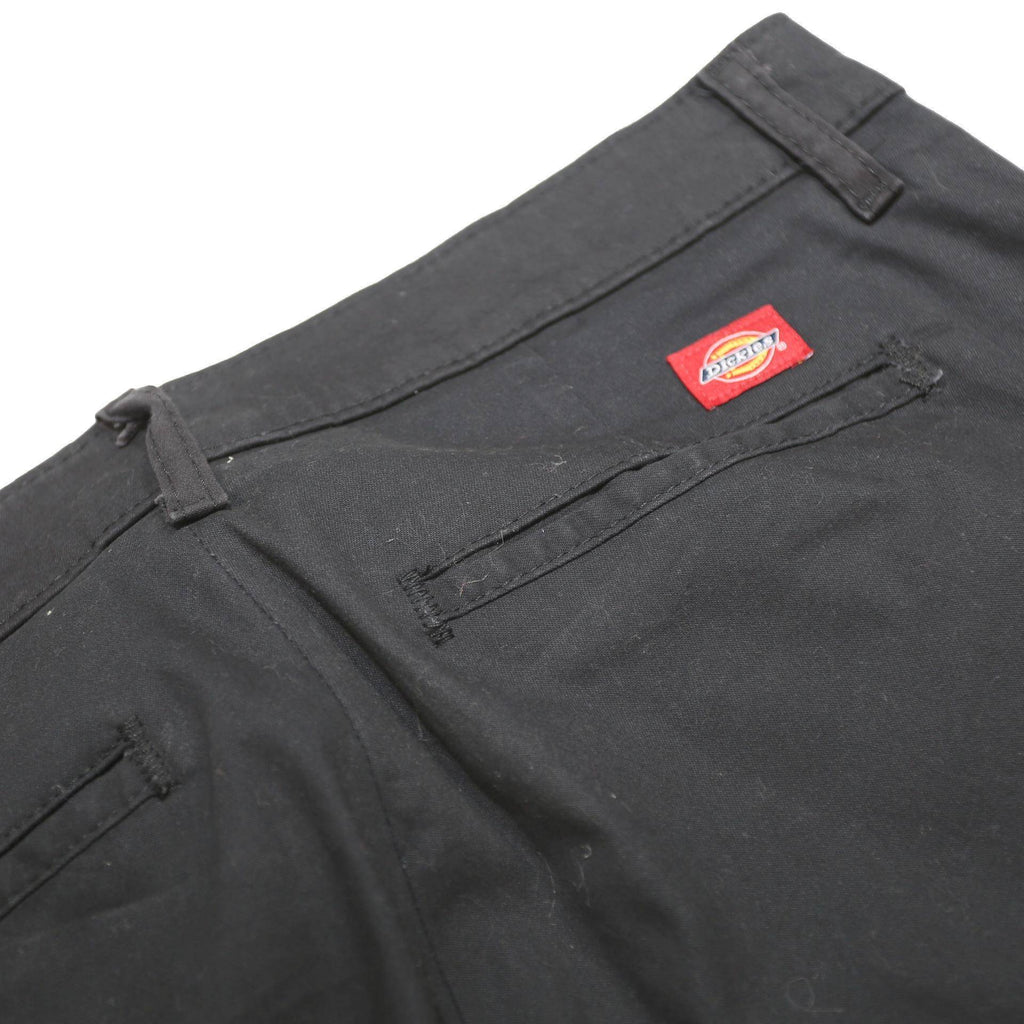 DICKIES Womens Black Cotton Blend Slim Trousers W30 L30 Zip Closure
