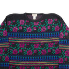 PETITES Womens Patterned Jumper Black Floral Tight Knit S