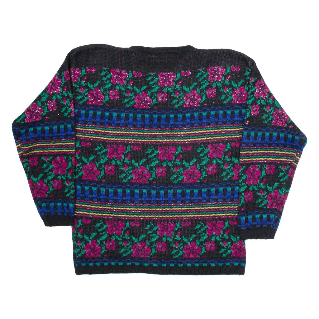 PETITES Womens Patterned Jumper Black Floral Tight Knit S