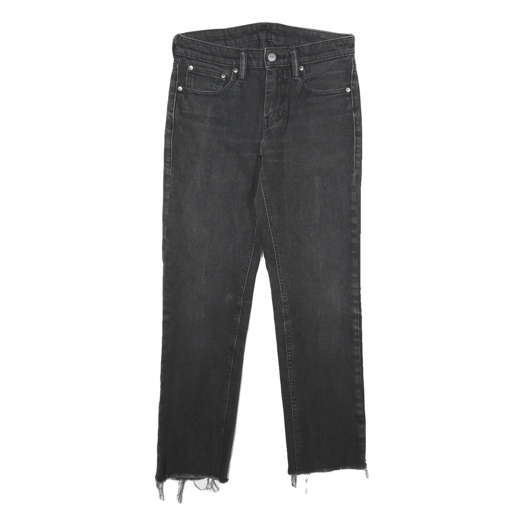 LEVI'S 511 Slim Mens Jeans Black Denim Slim Straight Raw W28 L27 Distressed Hem