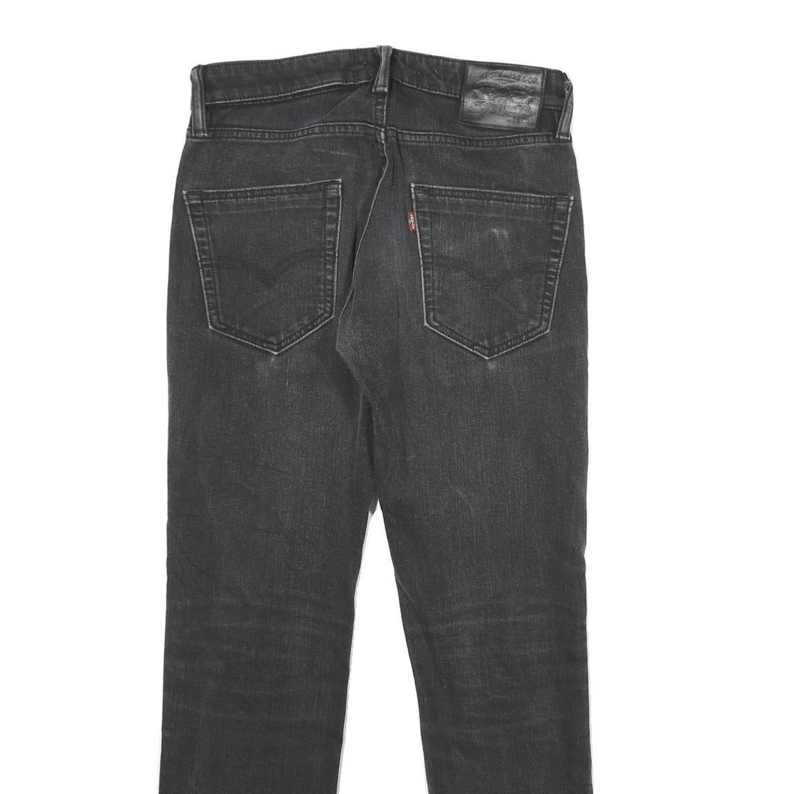 LEVI'S 511 Slim Mens Jeans Black Denim Slim Straight Raw W28 L27 Distressed Hem