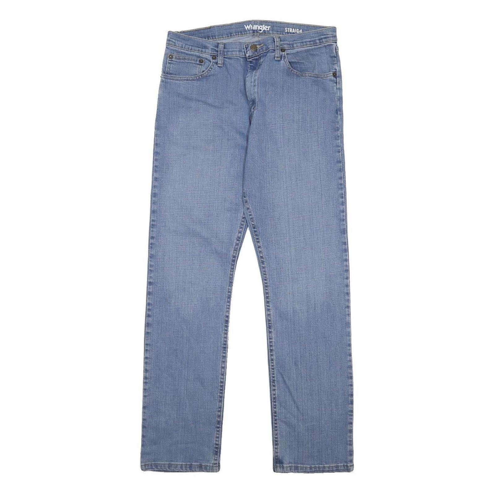 WRANGLER Mens Regular Fit Straight Leg Denim Light Blue Cotton Blend Jeans W32