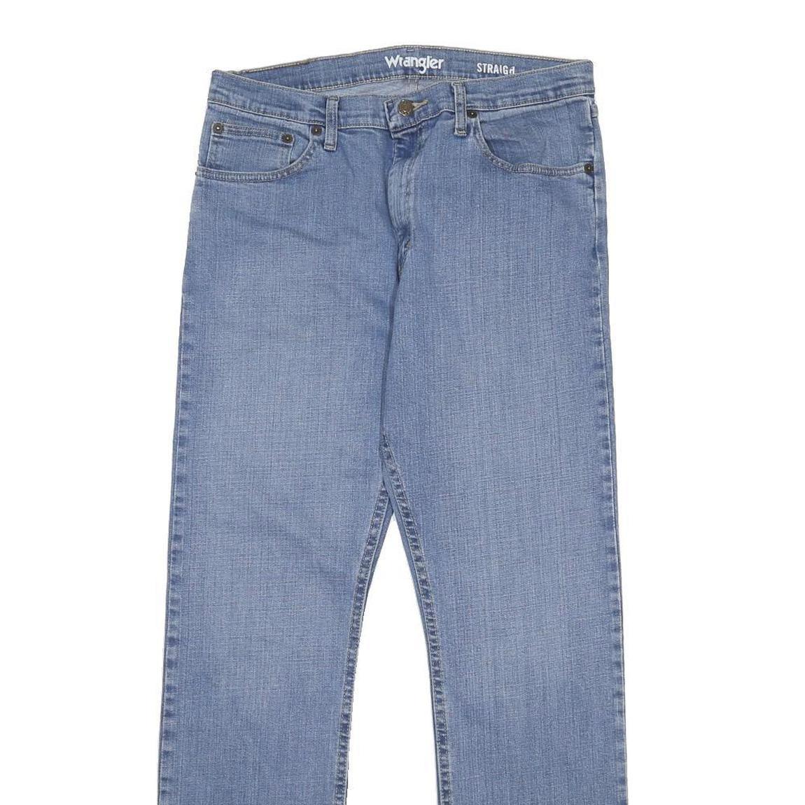 WRANGLER Mens Regular Fit Straight Leg Denim Light Blue Cotton Blend Jeans W32