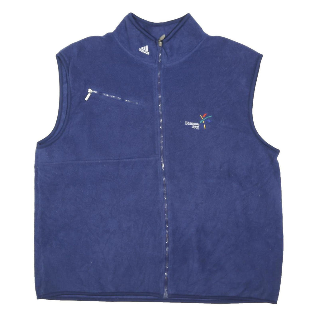 ADIDAS Mens Blue Jacket 2XL Polyester Blend Zip Plain Athletic Sports Vest