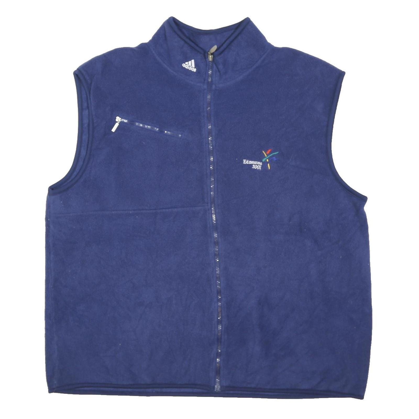 ADIDAS Mens Blue Jacket 2XL Polyester Blend Zip Plain Athletic Sports Vest