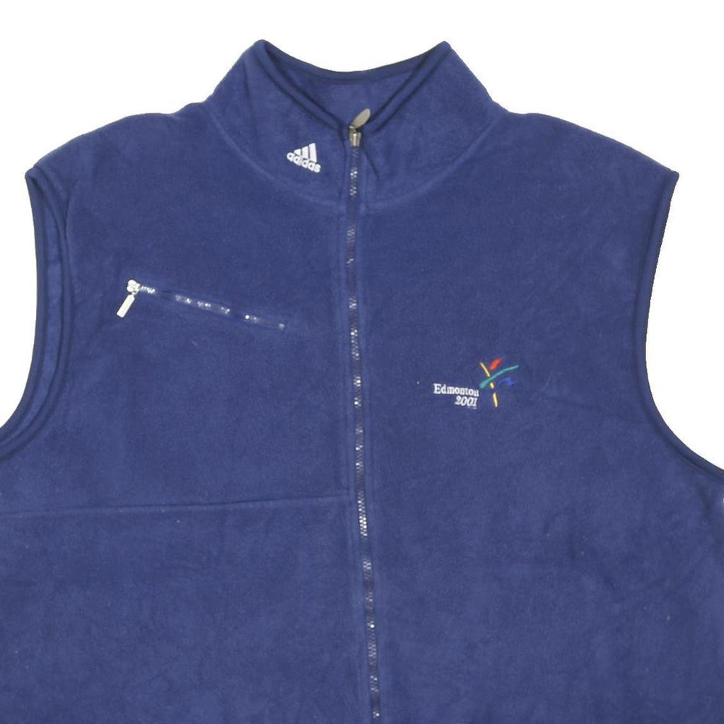 ADIDAS Mens Blue Jacket 2XL Polyester Blend Zip Plain Athletic Sports Vest