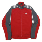 ADIDAS Mens Red & Grey Track Zip Jacket M Polyester Sportswear Casual