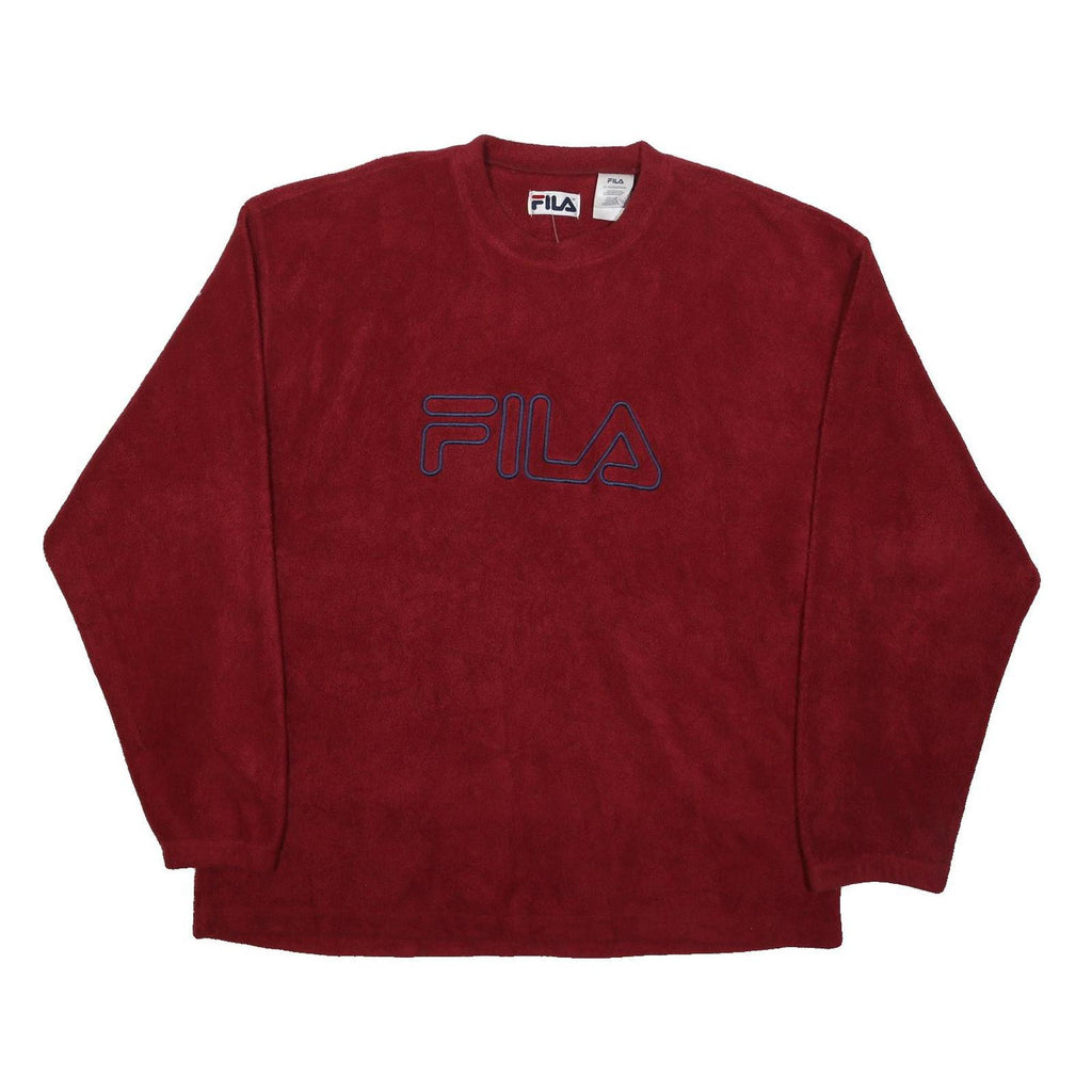 FILA Mens Red Crew Neck XL Sweatshirt Embroidered Logo Casual Comfort