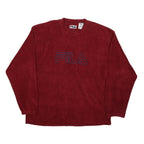 FILA Mens Red Crew Neck XL Sweatshirt Embroidered Logo Casual Comfort