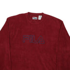 FILA Mens Red Crew Neck XL Sweatshirt Embroidered Logo Casual Comfort
