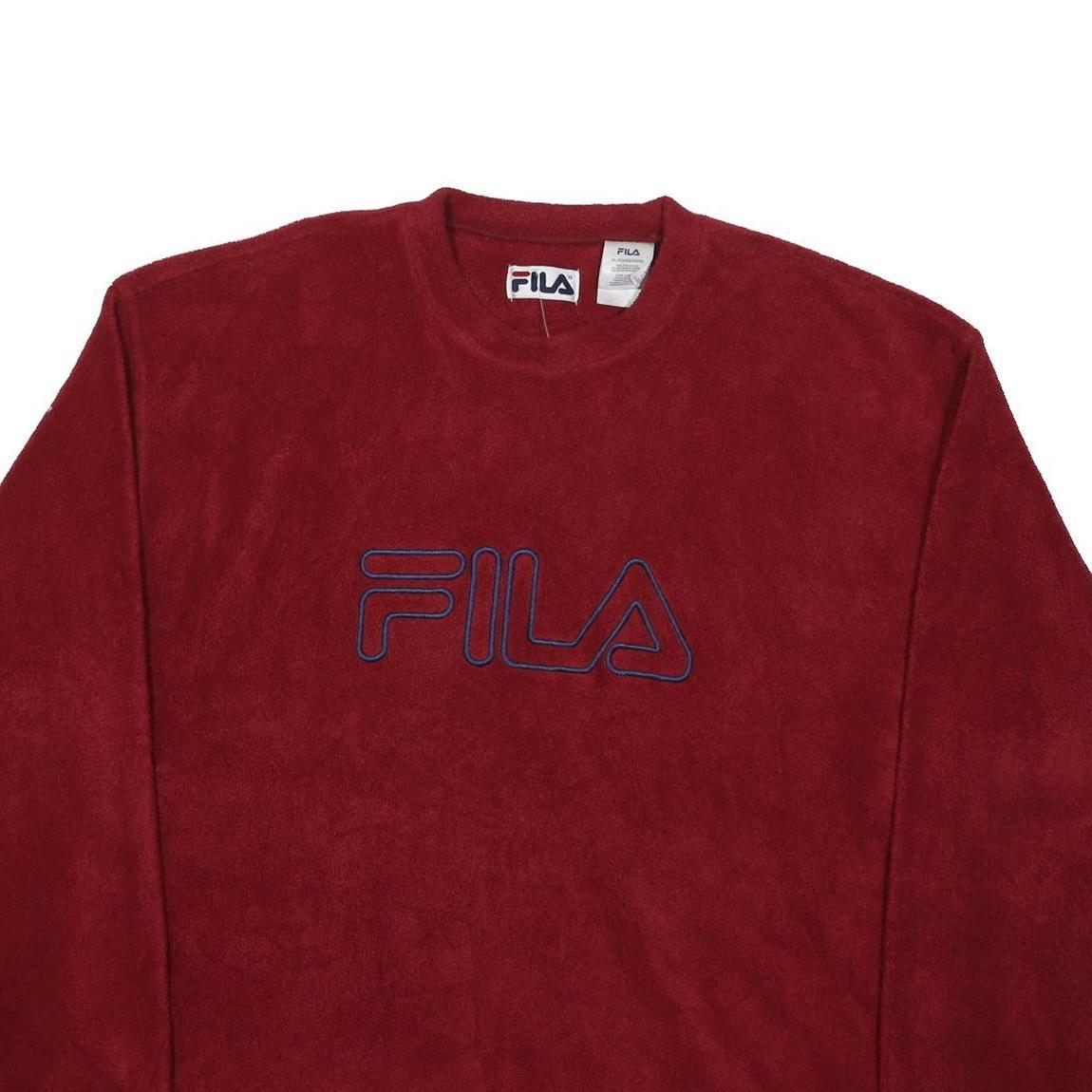 FILA Mens Red Crew Neck XL Sweatshirt Embroidered Logo Casual Comfort