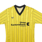 ERIMA Mens Yellow & Black Pinstripe Football Shirt M Short Sleeve V-Neck Jersey