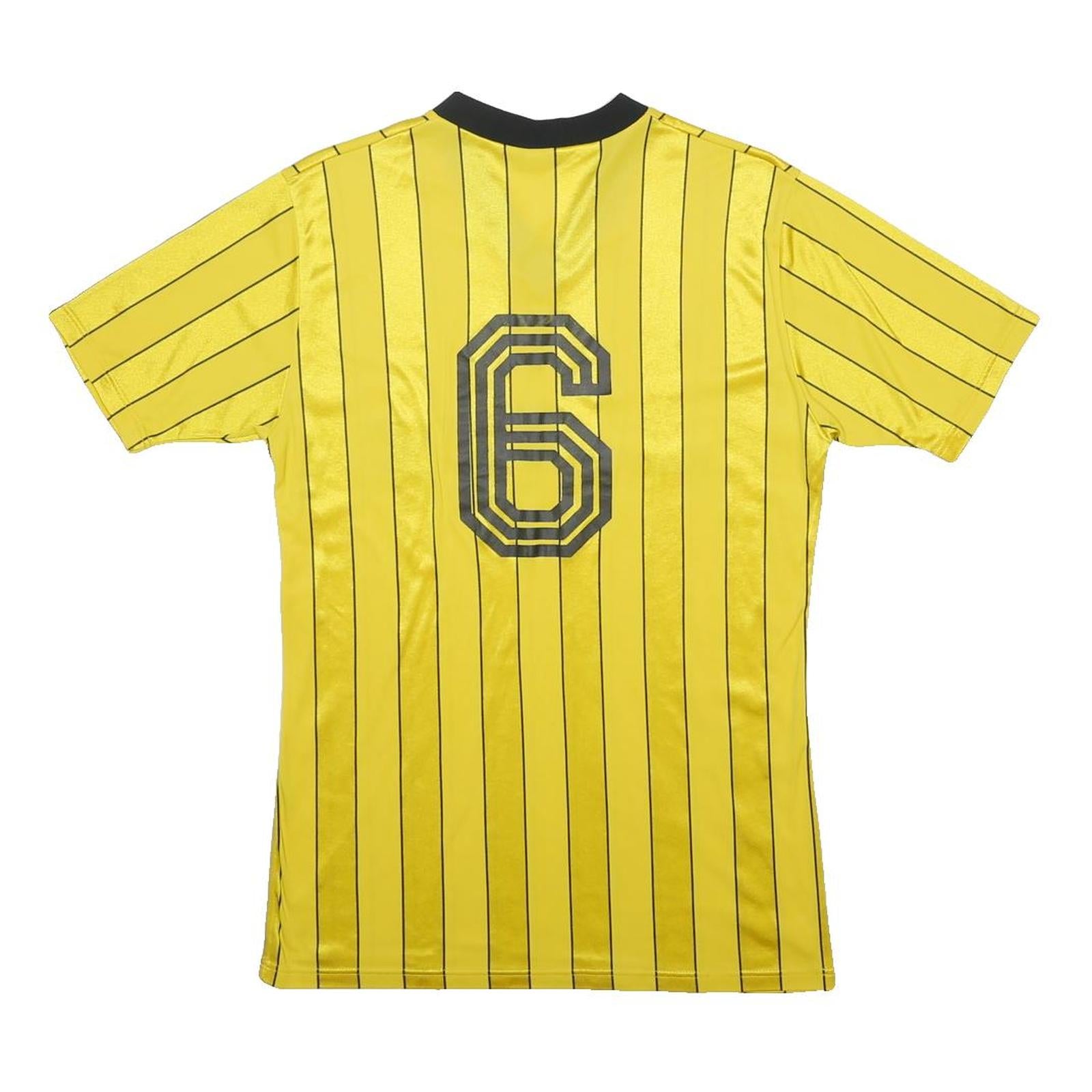 ERIMA Mens Yellow & Black Pinstripe Football Shirt M Short Sleeve V-Neck Jersey
