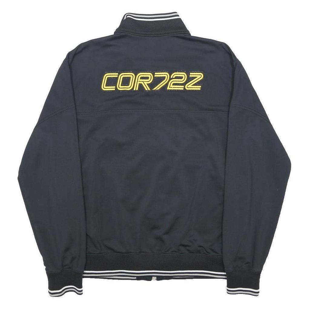NIKE Mens Black & Yellow Track Jacket L Polyester Zip Collar Ribbed 72 Logo