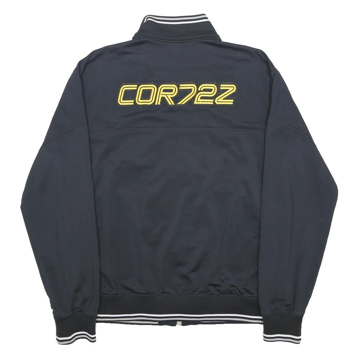 NIKE Mens Black & Yellow Track Jacket L Polyester Zip Collar Ribbed 72 Logo