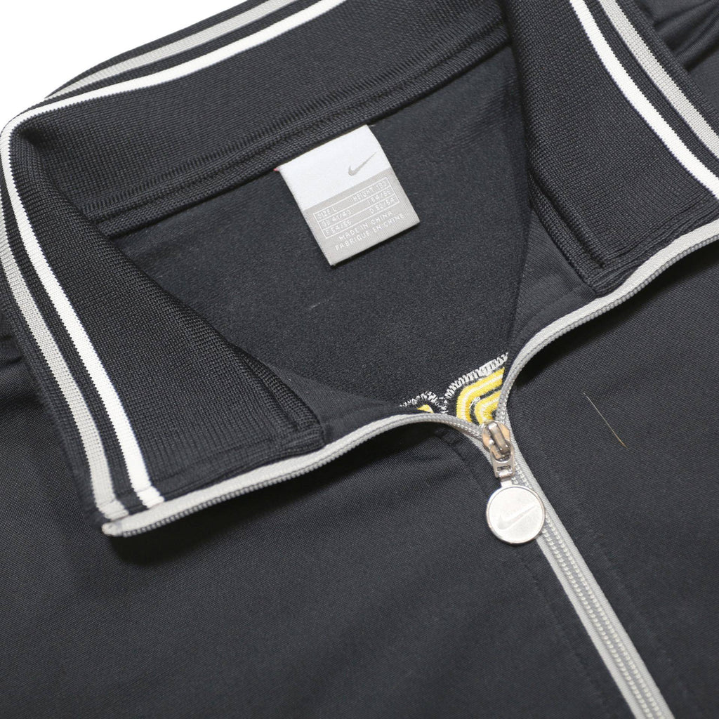 NIKE Mens Black & Yellow Track Jacket L Polyester Zip Collar Ribbed 72 Logo
