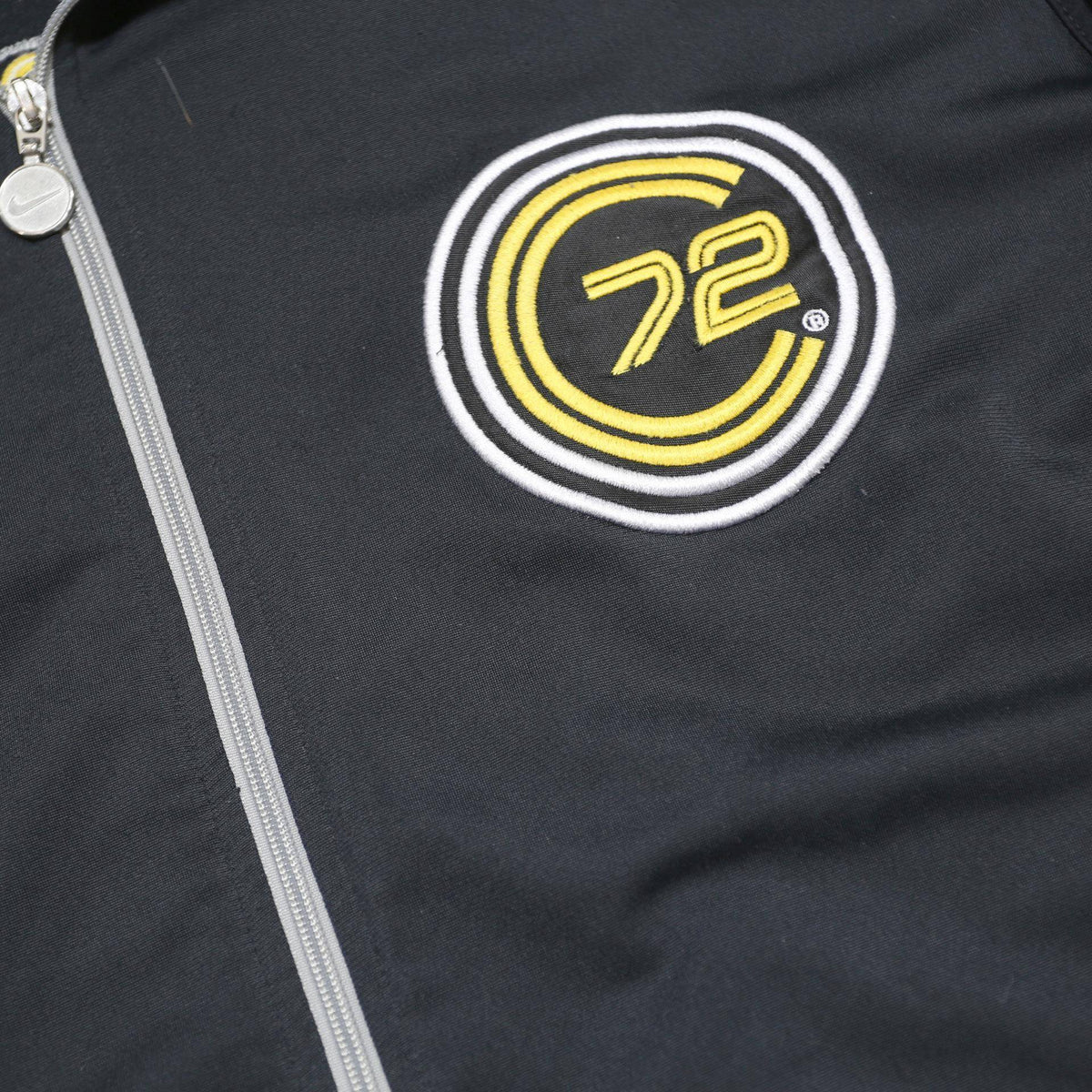 NIKE Mens Black & Yellow Track Jacket L Polyester Zip Collar Ribbed 72 Logo