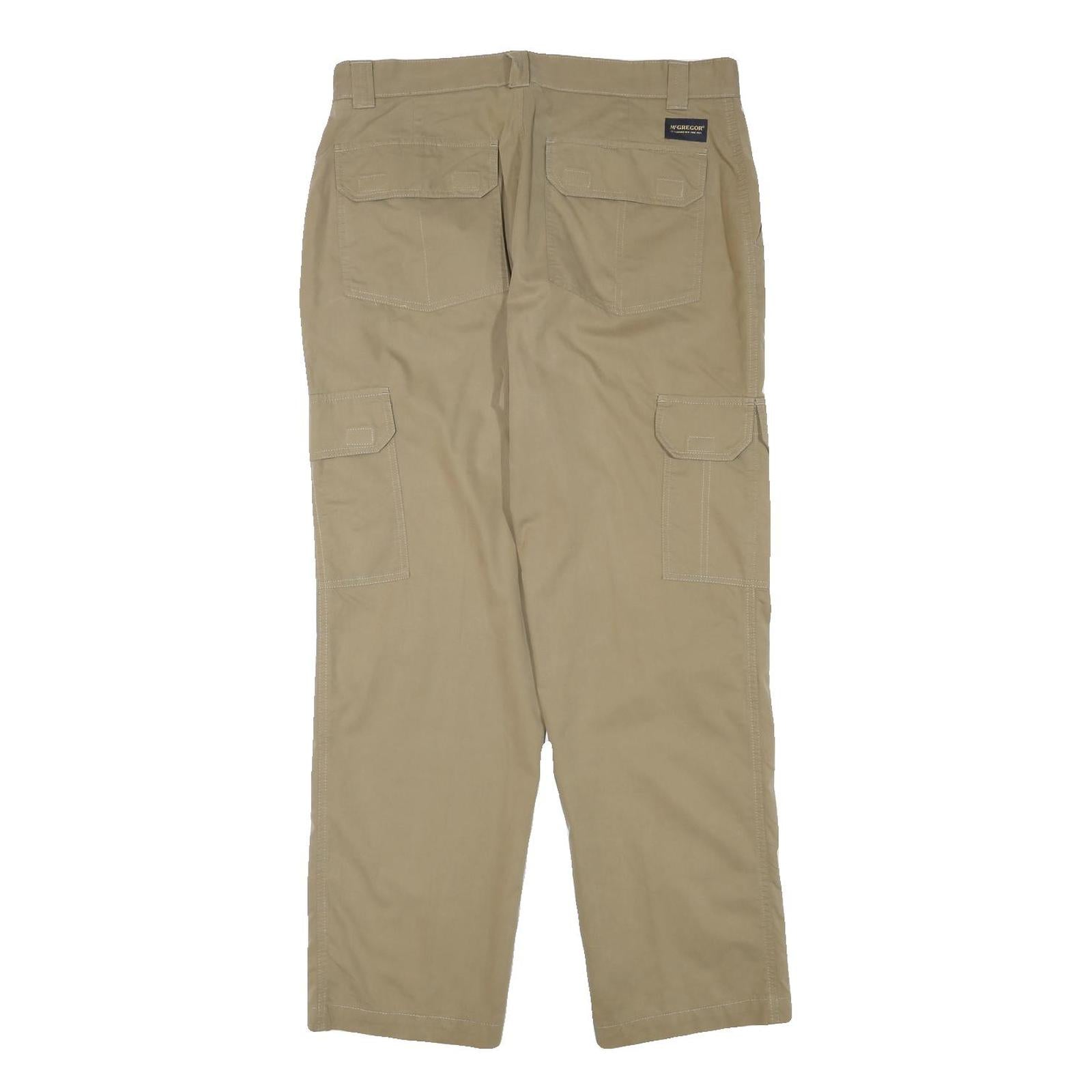 MCGREGOR Mens Relaxed Beige Cargo Trousers W34 L31 Cotton Blend Zip Pocket