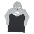 NIKE Mens Grey & Black Logo Pullover Hoodie M Sweatshirt Casual Sportswear