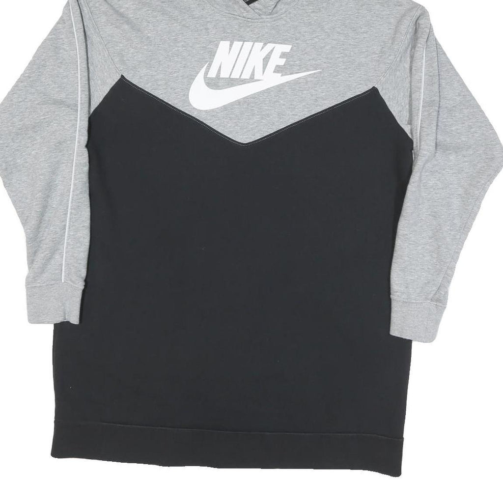 NIKE Mens Grey & Black Logo Pullover Hoodie M Sweatshirt Casual Sportswear