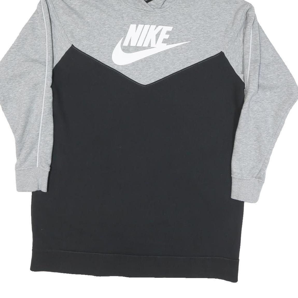 NIKE Mens Grey & Black Logo Pullover Hoodie M Sweatshirt Casual Sportswear
