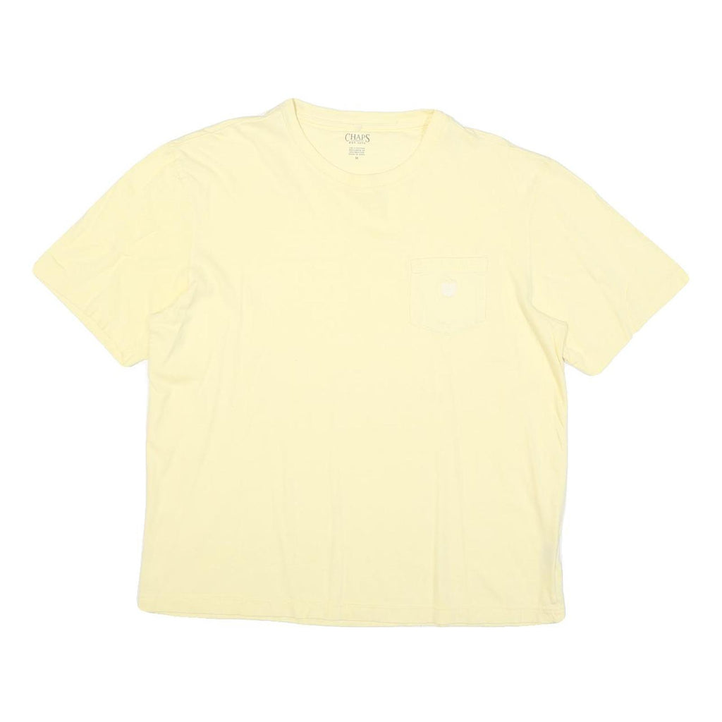 CHAPS Mens Yellow Plain T-Shirt M Short Sleeve Crew Neck Pocket Casual Cotton