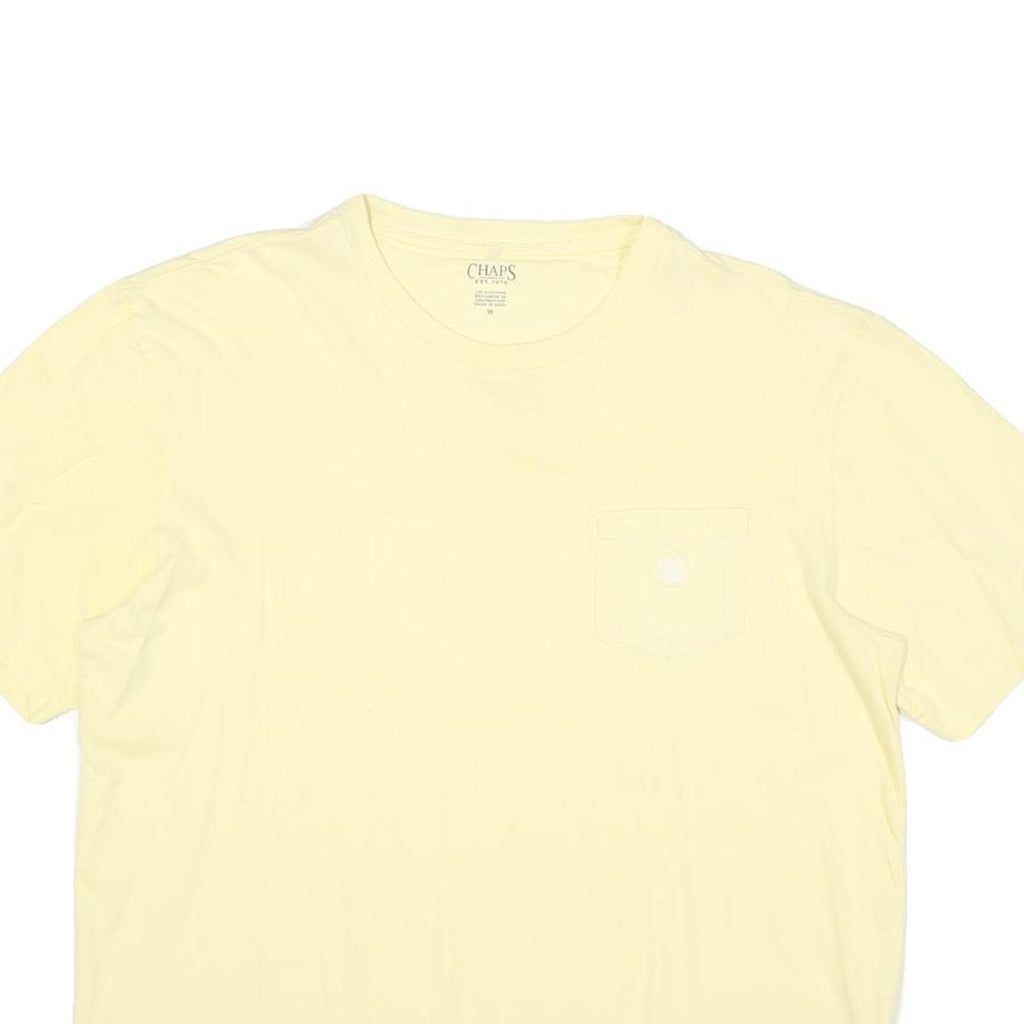 CHAPS Mens Yellow Plain T-Shirt M Short Sleeve Crew Neck Pocket Casual Cotton