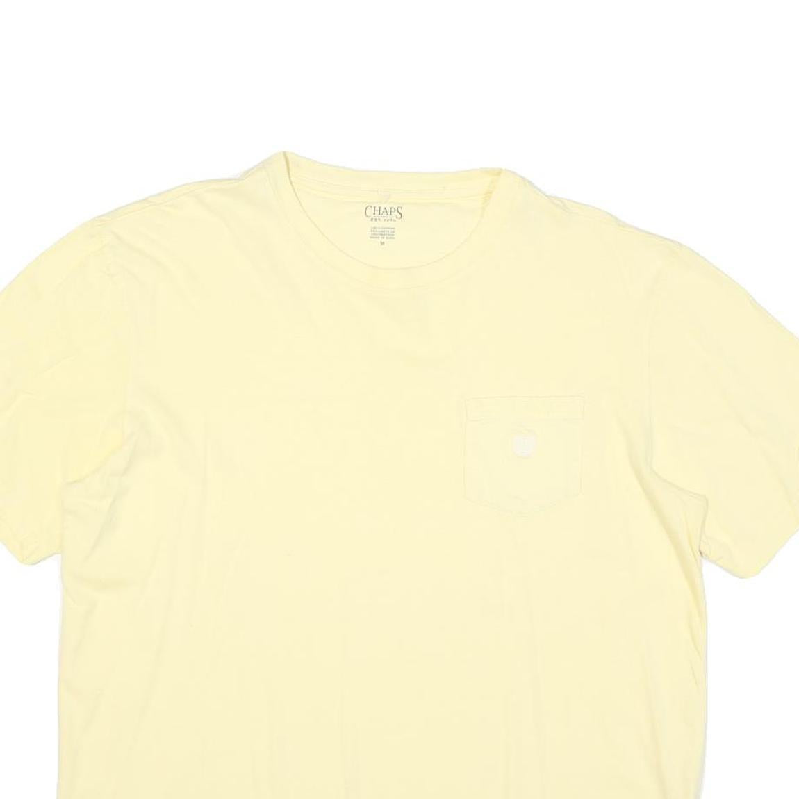 CHAPS Mens Yellow Plain T-Shirt M Short Sleeve Crew Neck Pocket Casual Cotton