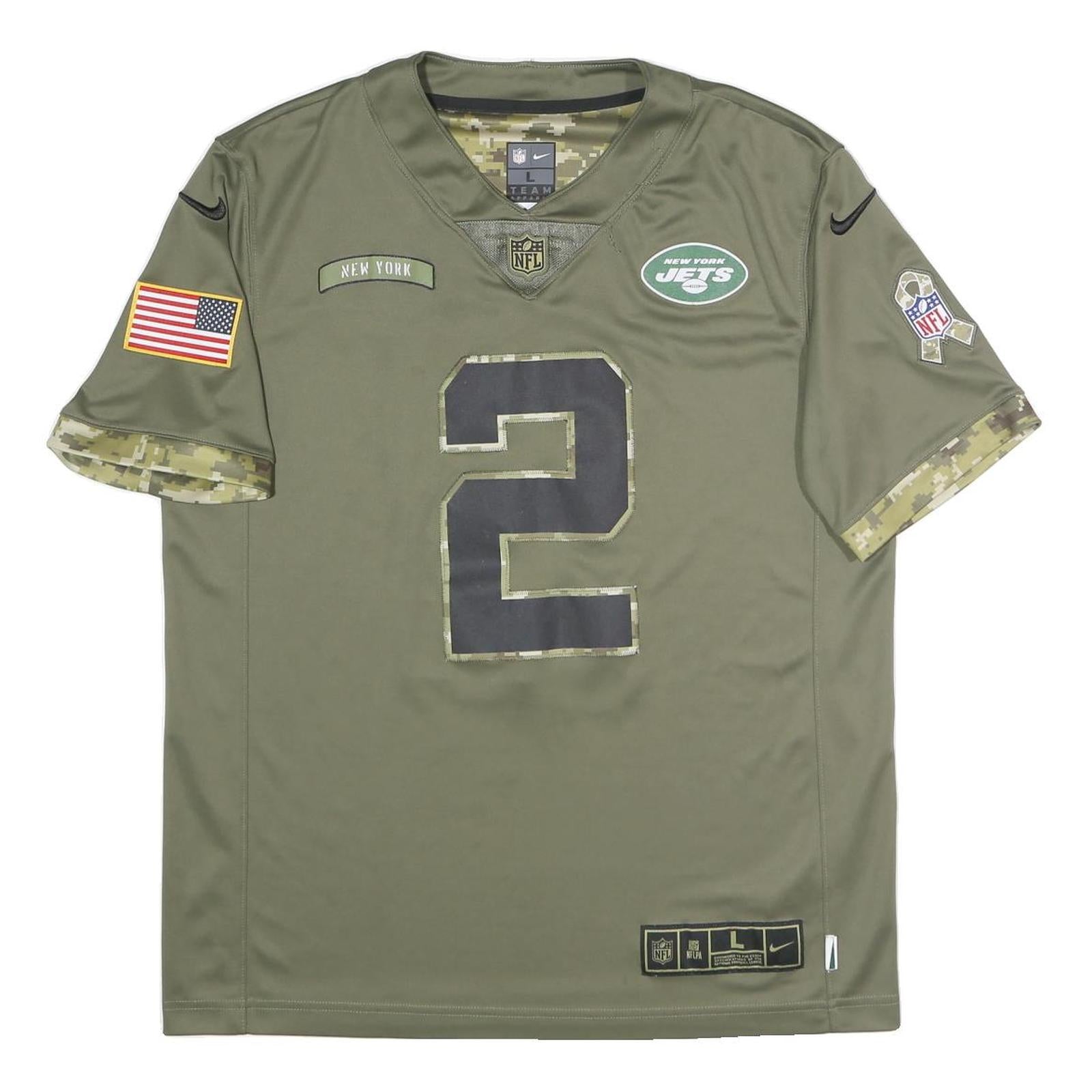 NIKE Mens Green New York Jets Football Shirt L Short Sleeve V-Neck NFL
