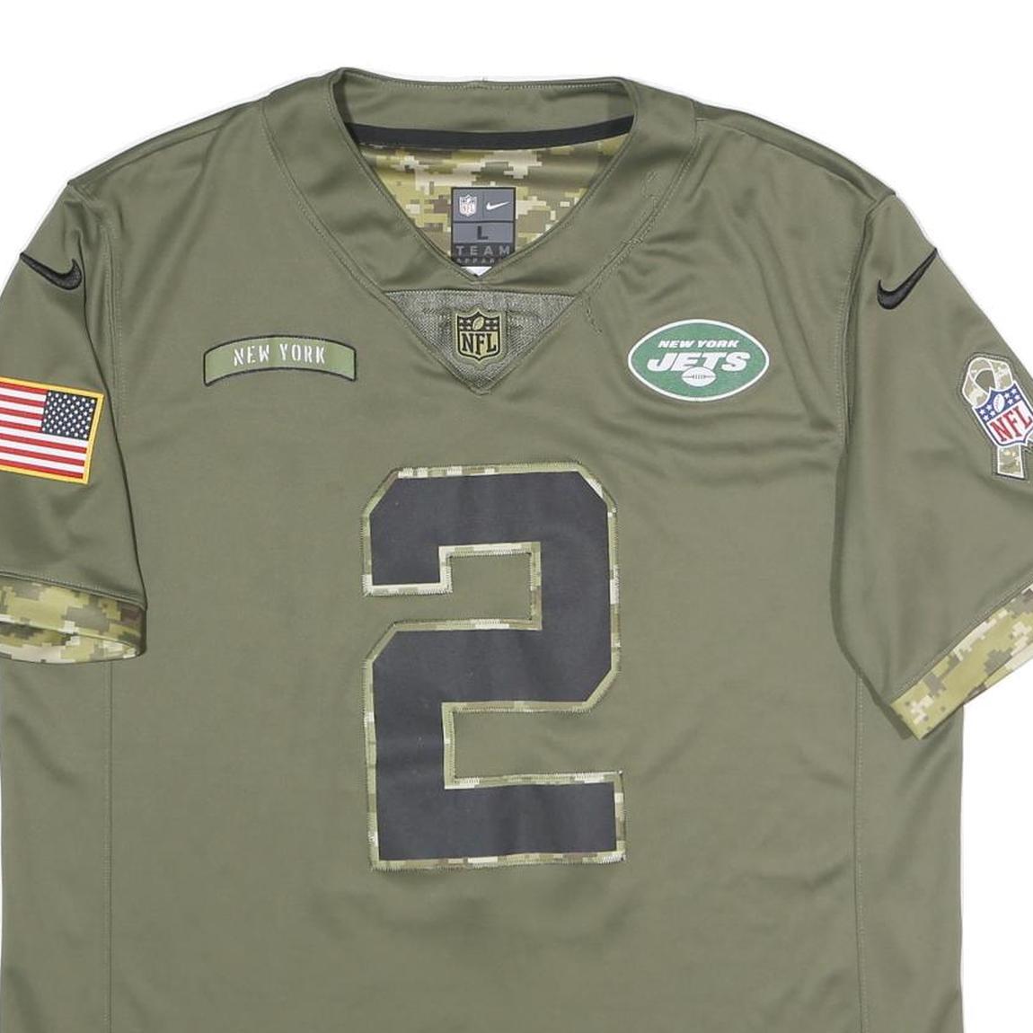 NIKE Mens Green New York Jets Football Shirt L Short Sleeve V-Neck NFL