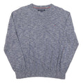 TOMMY HILFIGER Mens Blue Patterned Jumper V-Neck Basic Knit L Cotton Blend