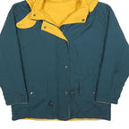 Womens Blue & Yellow Zip Jacket L Polyester Blend Hooded Casual Outerwear