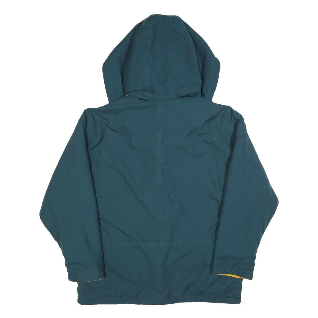 Womens Blue & Yellow Zip Jacket L Polyester Blend Hooded Casual Outerwear