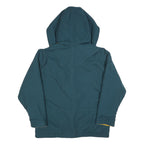 Womens Blue & Yellow Zip Jacket L Polyester Blend Hooded Casual Outerwear