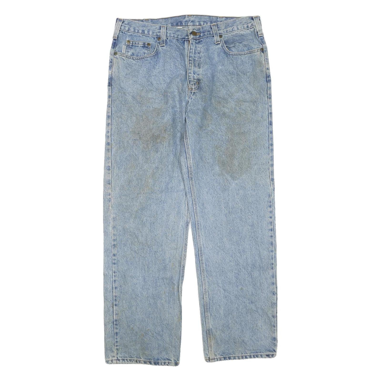 CARHARTT Mens Jeans Blue Regular Straight Denim Medium W38 L32 Classic Zip